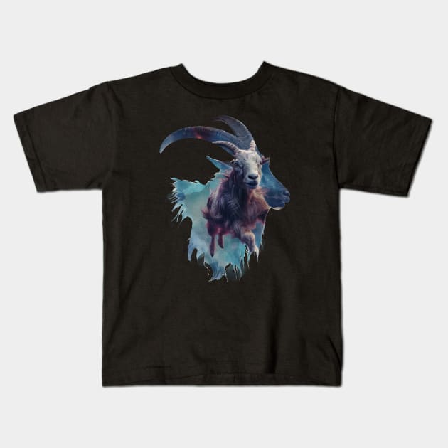 Goats in Space! Kids T-Shirt by Bee's Pickled Art